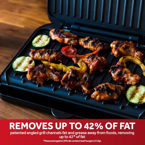 George Foreman Electric Fit Grill: Non-Stick Griddle Panini BBQ, Energy Saving, Easy Clean - Black, 1630W