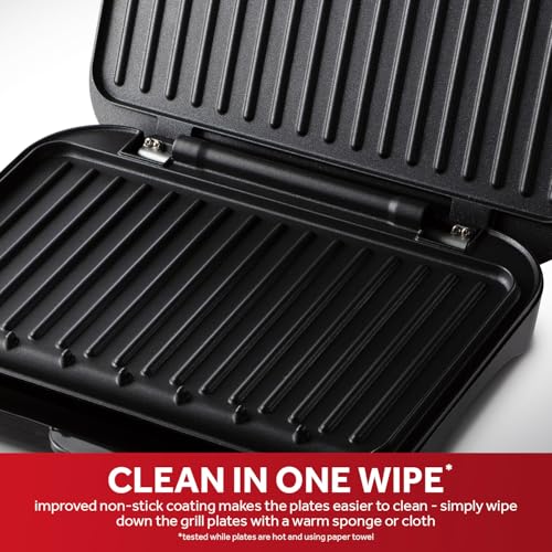 George Foreman Electric Fit Grill: Non-Stick Griddle Panini BBQ, Energy Saving, Easy Clean - Black, 1630W