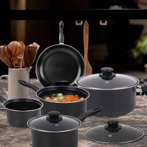Cookware Set: Non-Stick Pans with Lids & Bakelite Handle