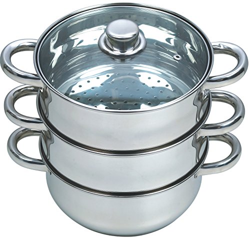 Highlands 3pc Stainless Steel Pan Set with 3 Tier Steamer
