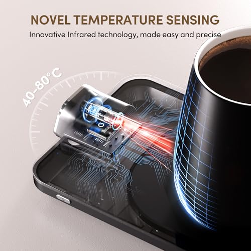 ikago Smart Heated Coffee Mug Warmer Set - Auto Shut Off, Precise Temp Control, Electric Mug Warmer for Desk & Travel