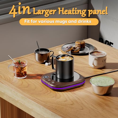 Lighting Coffee Mug Warmer, Smart Desk Cup Warmer, 3 Temp Control, Auto Shut Off, Brown Mug