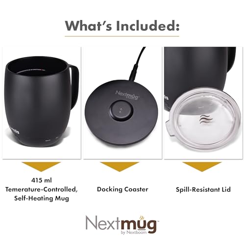 Nextmug Self-Heating Coffee Mug, Temperature-Controlled, 415mL
