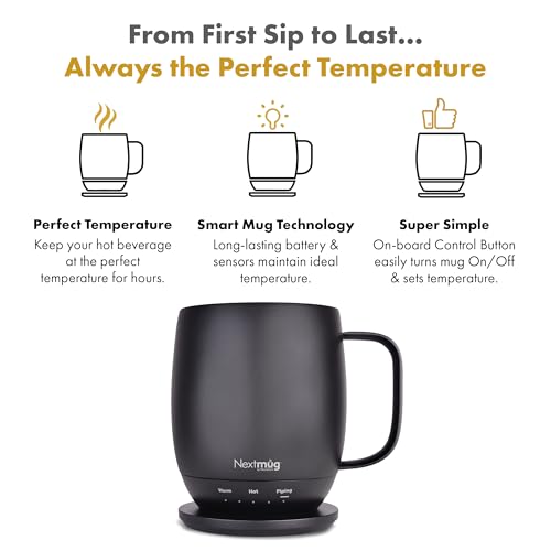Nextmug Self-Heating Coffee Mug, Temperature-Controlled, 415mL