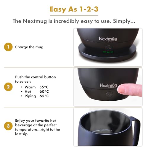 Nextmug Self-Heating Coffee Mug, Temperature-Controlled, 415mL