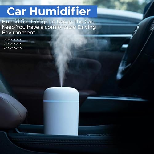 Lizzy Portable Mini Humidifier 300ml for Bedroom | Colorful Cycling Light, 2 Mist Modes, Auto Shut-Off | Whisper-Quiet | Home, Office, Car