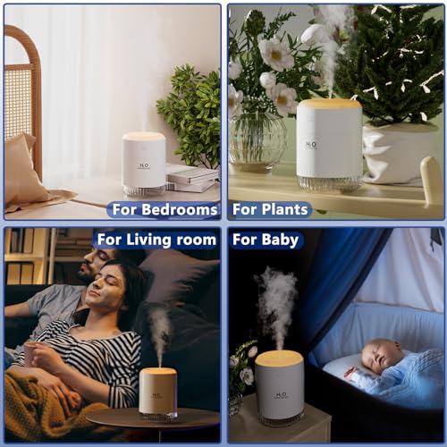 SZO 500ML Humidifier for Bedroom with Night Light - Portable for Home, Plants, Baby - Quiet Operation, Auto-Off - Office, Plants