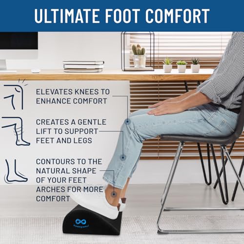 Everlasting Comfort Foot Rest: Memory Foam, Washable Cover, Non Slip Base - Ergonomic Office & Home Footrest