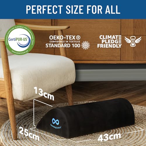 Everlasting Comfort Foot Rest: Memory Foam, Washable Cover, Non Slip Base - Ergonomic Office & Home Footrest