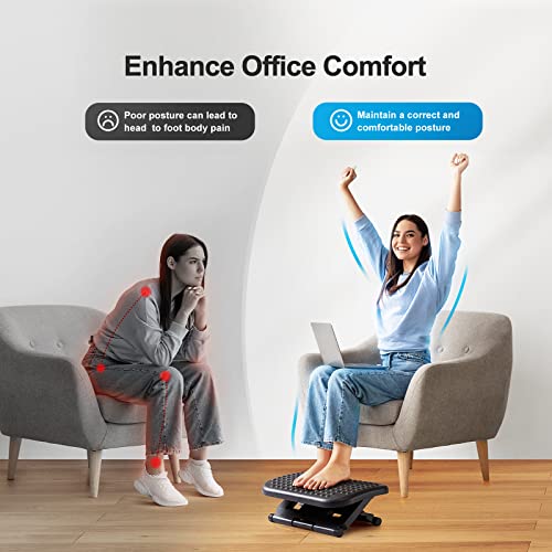 HUANUO Foot Rest: Under Desk with Massage, Adjustable Angle, 3 Heights - Non-Slip Foot Stool for Office & Home