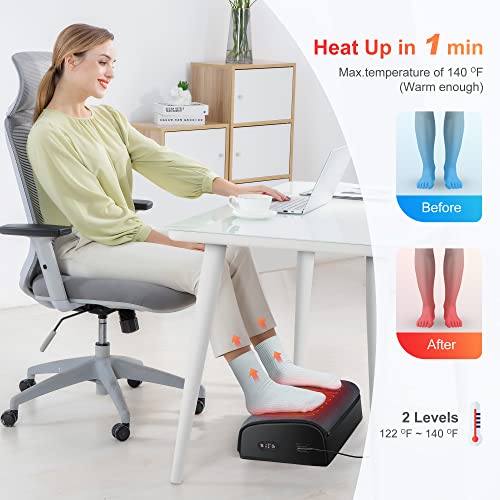 COMFIER Foot Rest with Heat - Home Office Foot Warmer & Ergonomic Stand - Gaming Desk Footstool - Memory Foam Support - Gifts