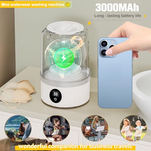 Portable Mini Washer: Upgraded Cordless Laundry Machine for Bra, Socks