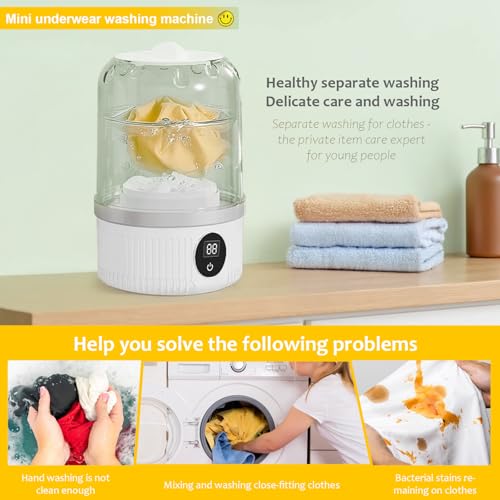 Portable Mini Washer: Upgraded Cordless Laundry Machine for Bra, Socks
