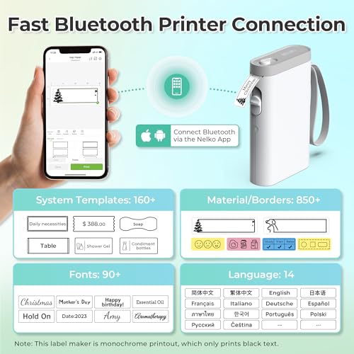 Nelko Label Maker: Portable Bluetooth Printer for Home & Office