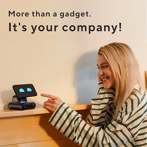 LOOI Robot-Space Black: AI Desktop Companion, Voice Interaction, Personality, Gesture Recognition, Emotional Support, Wireless Charging