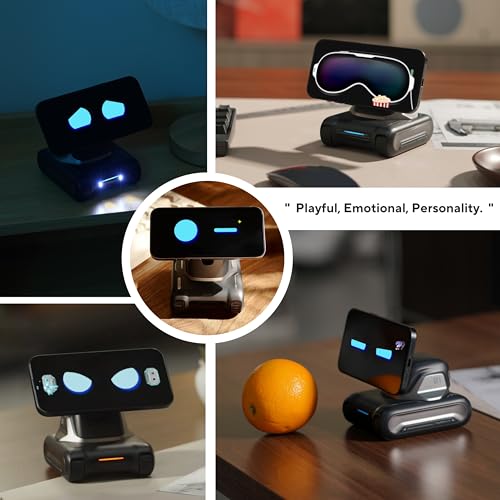 LOOI Robot-Space Black: AI Desktop Companion, Voice Interaction, Personality, Gesture Recognition, Emotional Support, Wireless Charging