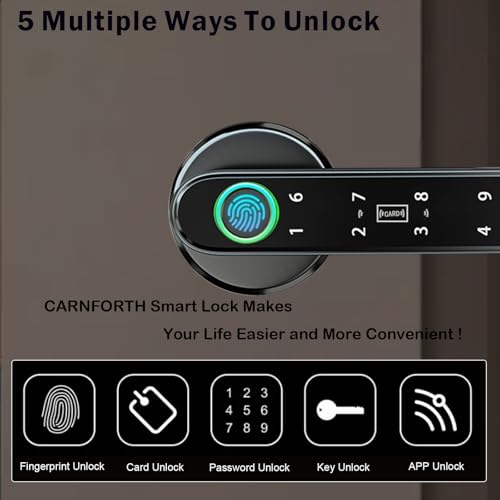 Smart Fingerprint Door Lock, Automatic Handle with APP Control - Keyless Entry for Bedroom, Office, Apartment