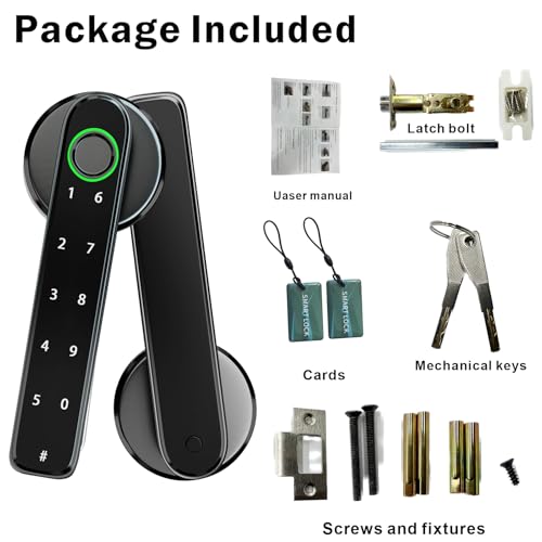 Smart Fingerprint Door Lock, Automatic Handle with APP Control - Keyless Entry for Bedroom, Office, Apartment