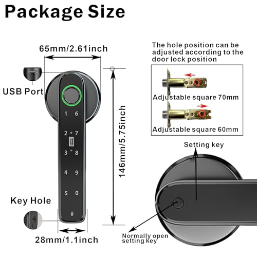 Smart Fingerprint Door Lock, Automatic Handle with APP Control - Keyless Entry for Bedroom, Office, Apartment