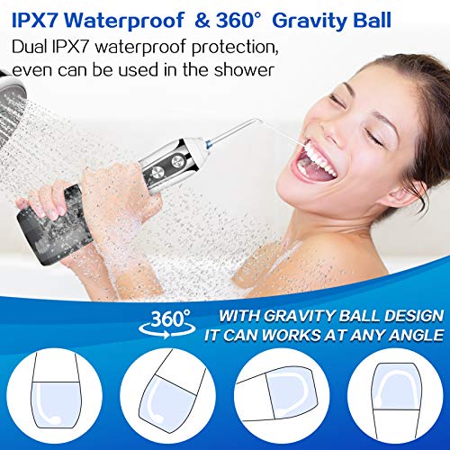 Binefia Cordless Water Flosser: 5 Modes, 360° Rotation, IPX7 Waterproof, 6 Jet Tips, USB Rechargeable
