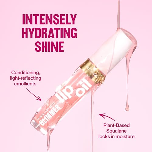 Revlon Glimmer Lip Oil - Hydrating Gloss with Squalane, Shine, Plumping Finish
