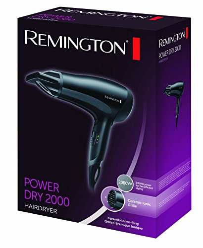 Remington Hair Dryer 2000W: Powerful Lightweight Ceramic Ionic Grille, Anti-Static, 3 Heat/2 Speed, Cool Shot, Eco Setting