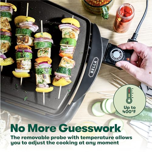 BELLA Electric Griddle: Ceramic Non-Stick Surface, Adjustable Temp, Large Cooking Area, Removable Drip Tray