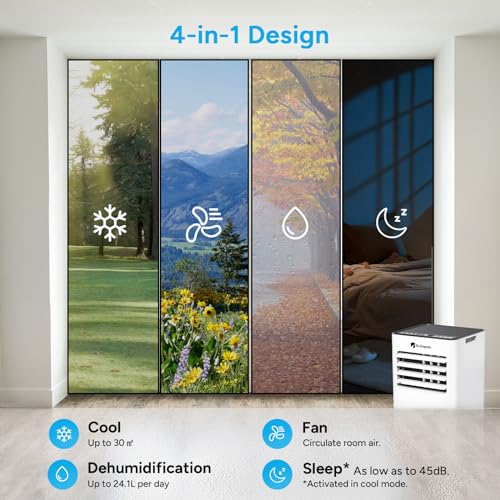 DR.PREPARE 9000 BTU Portable Air Conditioner with WiFi, Dehumidifier & Cooling Fan - 2 Speeds, Sleep Mode, Child Lock