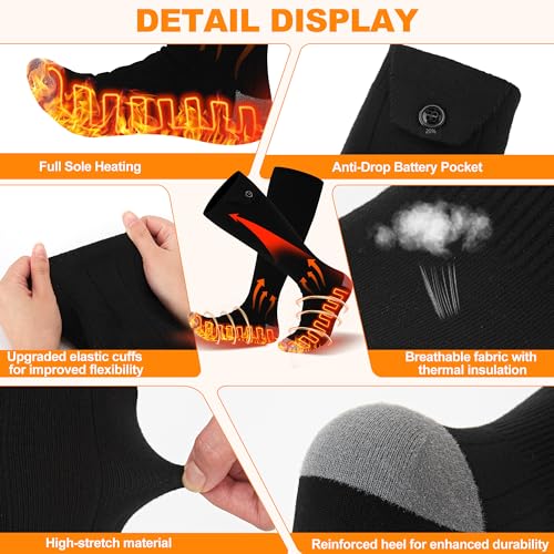WarmFeet Electric Heated Socks | 360° Toe Heating, 4 Heat Settings | Rechargeable Battery | Outdoor Skiing, Camping, Hiking