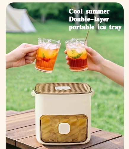 Ice Cube Maker: Quick Release Tray, Push Lever, 48-Cube Silicone Mould - Cocktails, Coffee, Juice