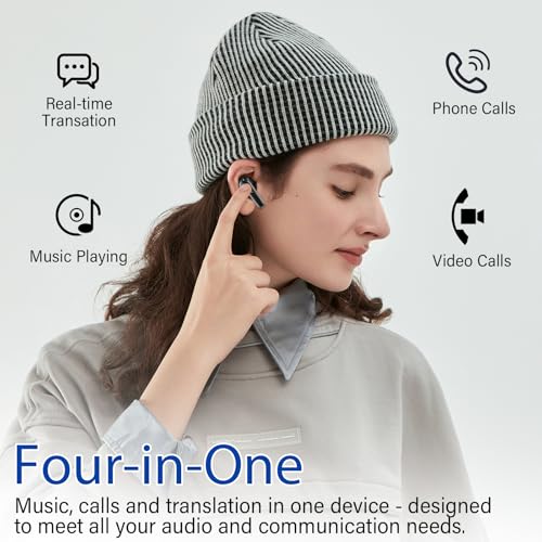 Translator Earbuds: Real-time Translation, 164 Languages, 48H Battery, Bluetooth 5.4