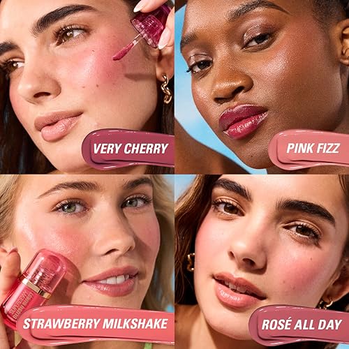 Revolution Superdewy Liquid Blush: Buildable Cheek Color with Peptides, Hyaluronic Acid, Vegan, Strawberry Milkshake Pink, 4.2ml