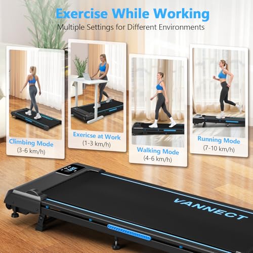 VANNECT 4-in-1 Walking Pad: 9% Incline, 1-10KM/H Treadmill, 330LBS Capacity, 2.75HP Under Desk Running Machine