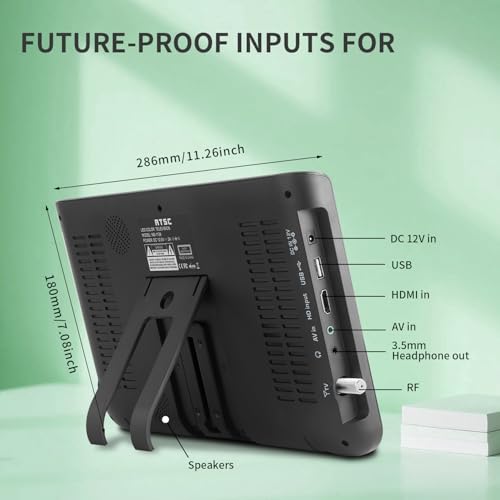 ZOSHING 10.1" Portable TV: Freeview-Digital, 720P Screen, USB, HDMI/AV - Mini Camping/Kitchen/Caravan