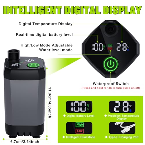 Spopal Portable Camping Shower Pump, 6000mAh Rechargeable "inch