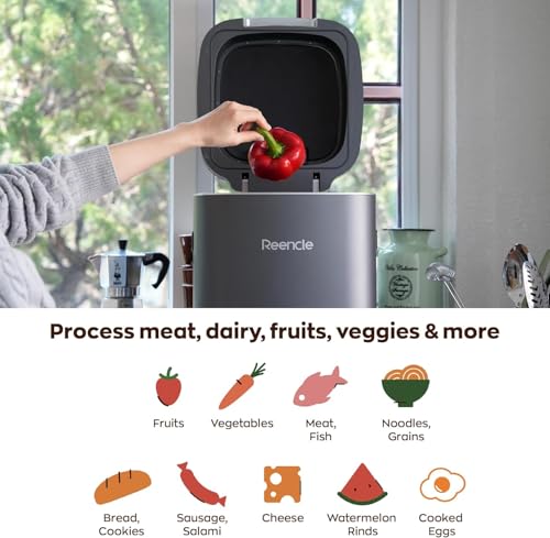Reencle 14L Electric Composter: Indoor Food Waste Bin, Rapid Decomposition, Odor-Free, Whisper-Quiet, Turns Scraps into Soil