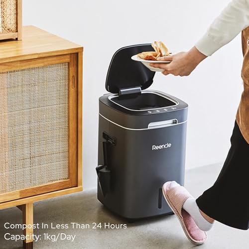Reencle 14L Electric Composter: Indoor Food Waste Bin, Rapid Decomposition, Odor-Free, Whisper-Quiet, Turns Scraps into Soil