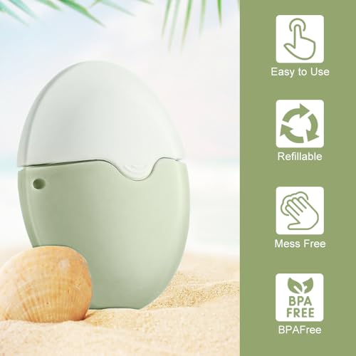 SKIKHN Sunscreen Applicator Roller for Kids & Adults, Refillable Portable Dispenser - Travel-Friendly Green