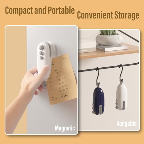 MORNIIE Mini Bag Sealer with Cutter, Rechargeable Handheld Heat Sealer - Keep Food Fresh, Portable Heat Seal Machine