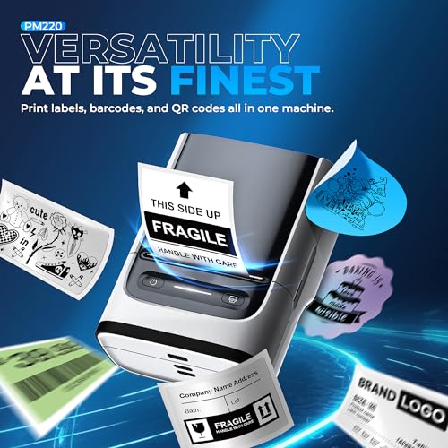 Nelko PM220 Bluetooth Label Printer: Portable 2 Inch Maker for iOS & Android - Clothing, Retail, Barcode - White Home Use