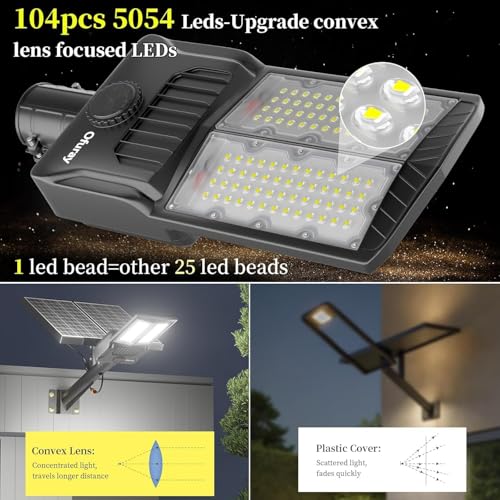 Ofuray Solar Street Lights 10500W: Bright 6500k Flood Lights with Motion Sensor, IP67 Waterproof for Garden, Yard, Garage
