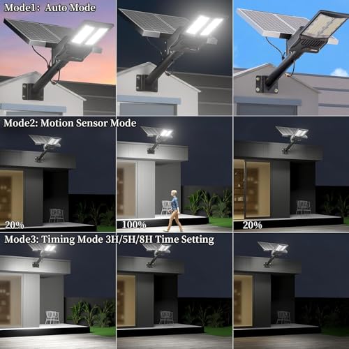 Ofuray Solar Street Lights 10500W: Bright 6500k Flood Lights with Motion Sensor, IP67 Waterproof for Garden, Yard, Garage
