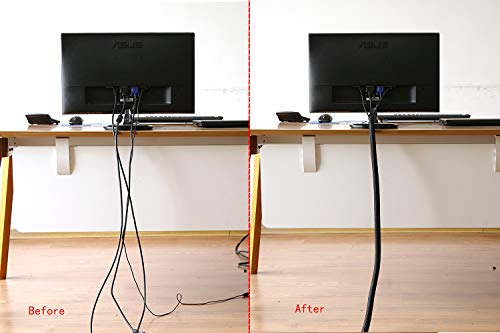 Alex Tech Cord Protector 10ft - 1/2 inch Split Sleeving for USB Power Cord, Audio Video Cable - Protects from Chewing - Black