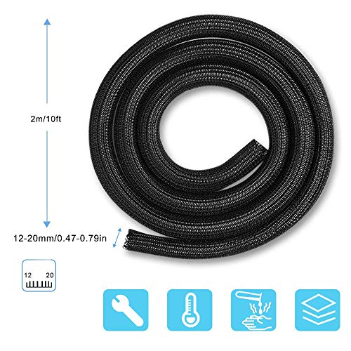 3M Cable Management Sleeve 12-20mm, Braided Protector for Organizing Wires