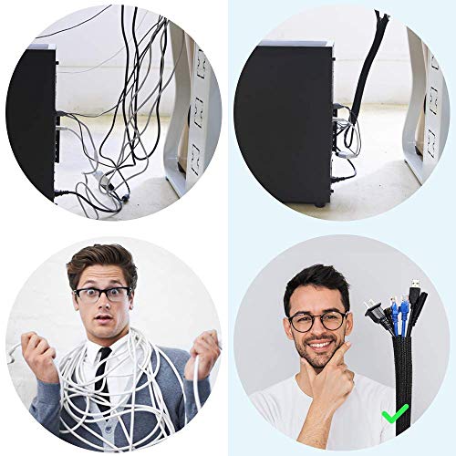 3M Cable Management Sleeve 12-20mm, Braided Protector for Organizing Wires