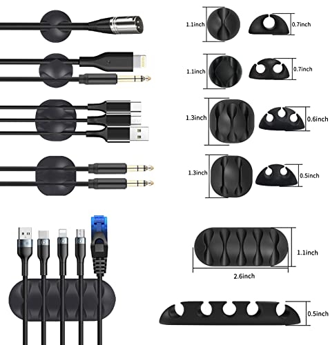 Moseem Cable Management Kit: Wire Organiser, Cable Sleeve, Adhesive Base, Clips, Ties, Cord Holder, Fastening Ties