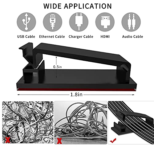Moseem Cable Management Kit: Wire Organiser, Cable Sleeve, Adhesive Base, Clips, Ties, Cord Holder, Fastening Ties