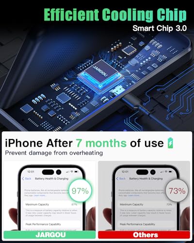 JARGOU 3-in-1 Wireless Charger for iPhone & Apple Watch, Fast Charging Stand for AirPods - Compatible with iPhone 11-16, Apple Watch Series 4-10