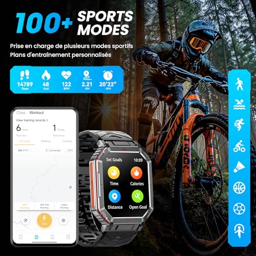 Brand Military Smart Watch: GPS/Compass, Voice Assistant, HD Display, Bluetooth Calling, Fitness Tracker - Android/iOS (Black)