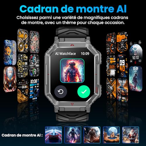 Brand Military Smart Watch: GPS/Compass, Voice Assistant, HD Display, Bluetooth Calling, Fitness Tracker - Android/iOS (Black)